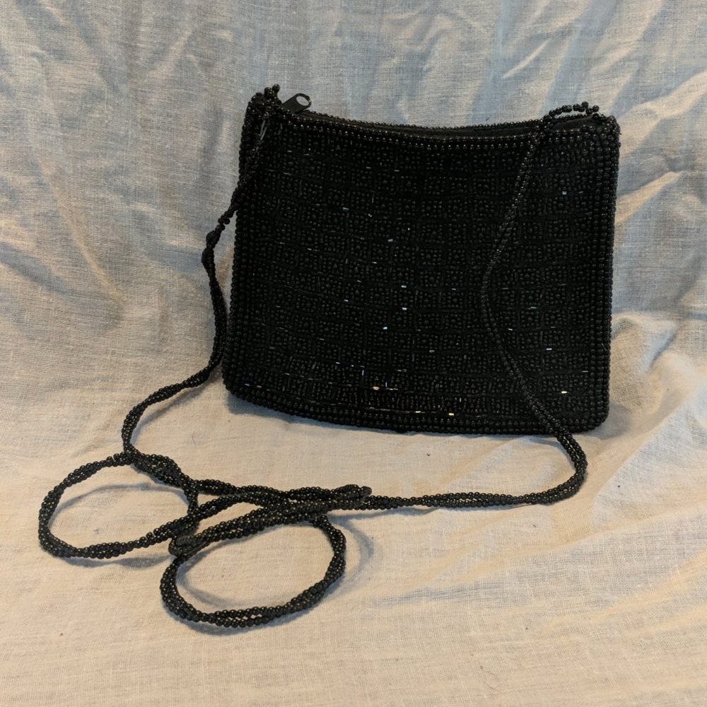 Inge Christopher Black Beaded Shoulder Bag